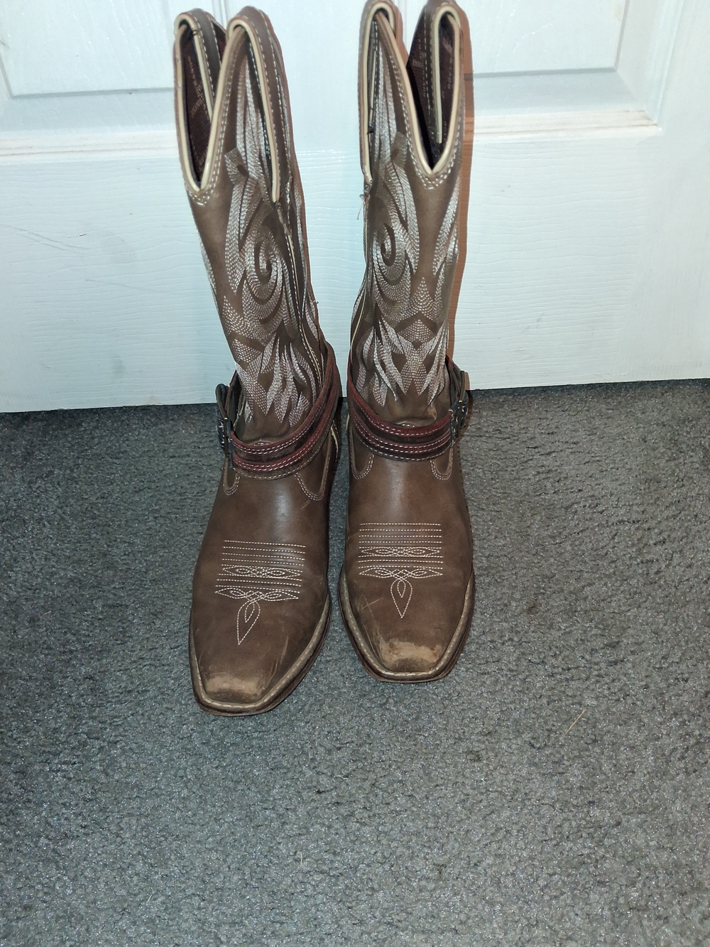 Women's Durango Brown Western Harness Cowboy Boots with Contrast Stitching